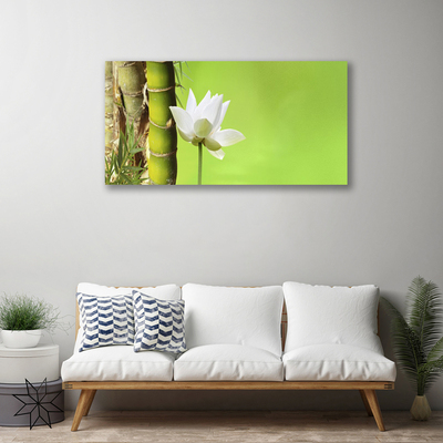 Canvas Wall art Bamboo stalk flower floral green white