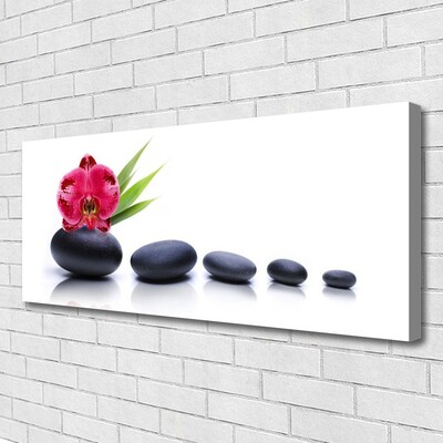 Canvas Wall art Flower stones art red grey