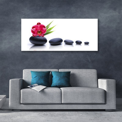 Canvas Wall art Flower stones art red grey