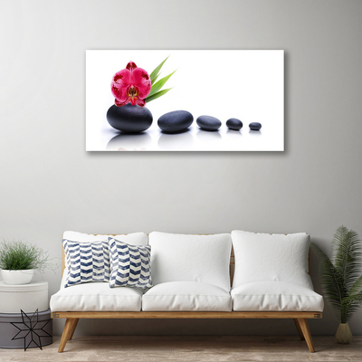 Canvas Wall art Flower stones art red grey