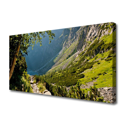 Canvas Wall art Mountain forest nature grey green