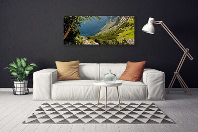 Canvas Wall art Mountain forest nature grey green