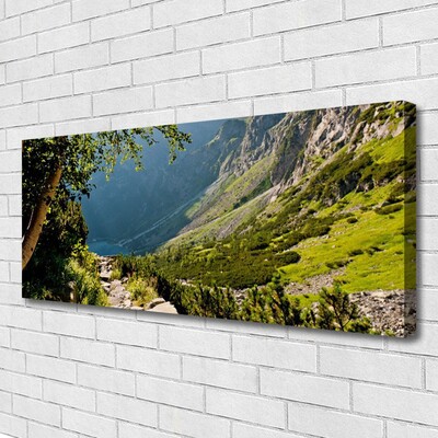 Canvas Wall art Mountain forest nature grey green