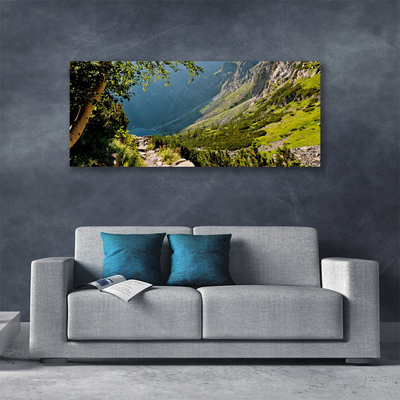 Canvas Wall art Mountain forest nature grey green