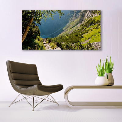 Canvas Wall art Mountain forest nature grey green