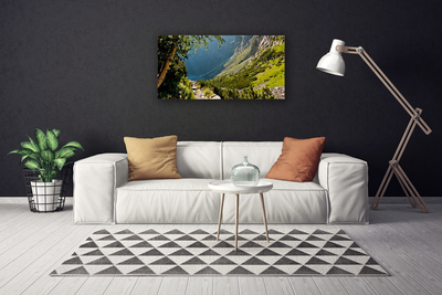 Canvas Wall art Mountain forest nature grey green