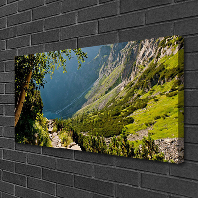 Canvas Wall art Mountain forest nature grey green