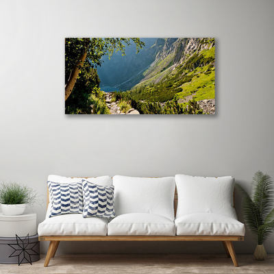 Canvas Wall art Mountain forest nature grey green