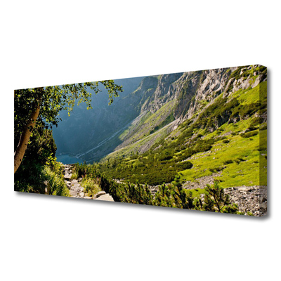 Canvas Wall art Mountain forest nature grey green