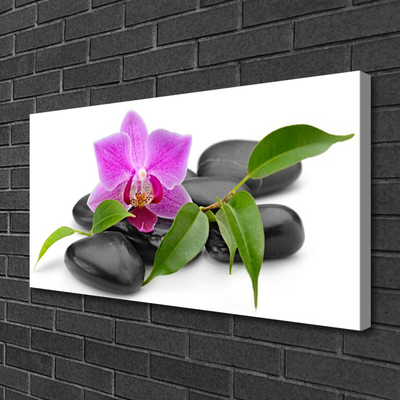 Canvas Wall art Flower stones art pink black