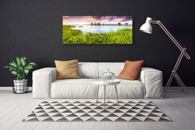 Canvas Wall art Grass lake nature green blue