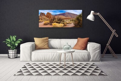 Canvas Wall art Mountains landscape green yellow brown grey