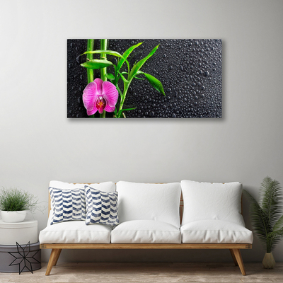 Canvas Wall art Bamboo tube flower floral pink green