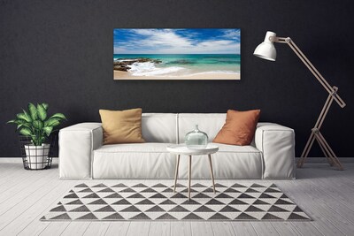 Canvas Wall art Beach sea landscape white blue