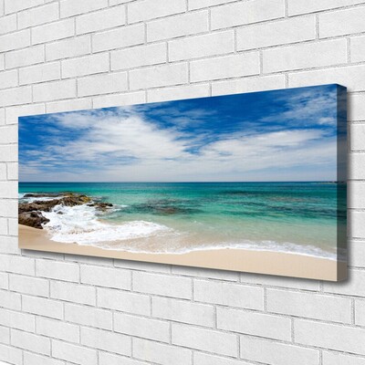 Canvas Wall art Beach sea landscape white blue