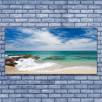 Canvas Wall art Beach sea landscape white blue