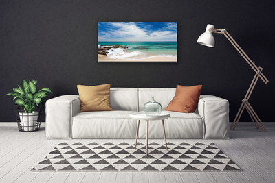 Canvas Wall art Beach sea landscape white blue