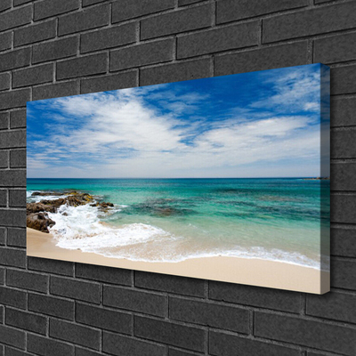 Canvas Wall art Beach sea landscape white blue