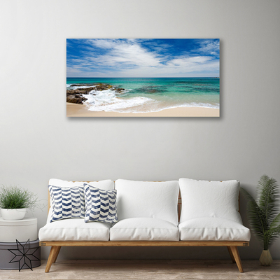 Canvas Wall art Beach sea landscape white blue