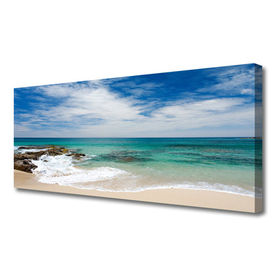 Canvas Wall art Beach sea landscape white blue