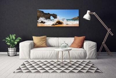 Canvas Wall art Beach sea landscape brown white yellow