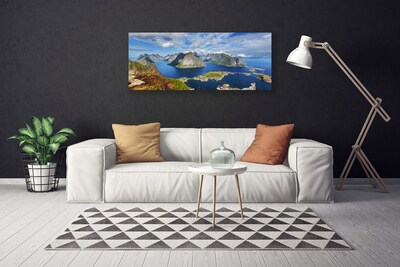 Canvas Wall art Bay rocks landscape blue grey green