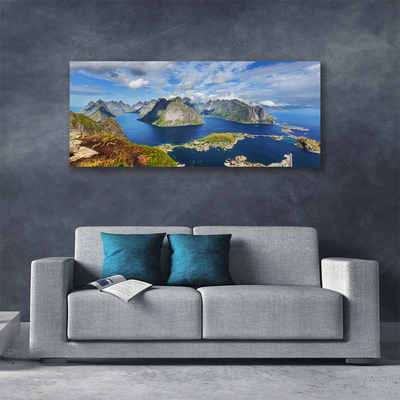 Canvas Wall art Bay rocks landscape blue grey green