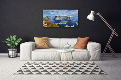 Canvas Wall art Bay rocks landscape blue grey green