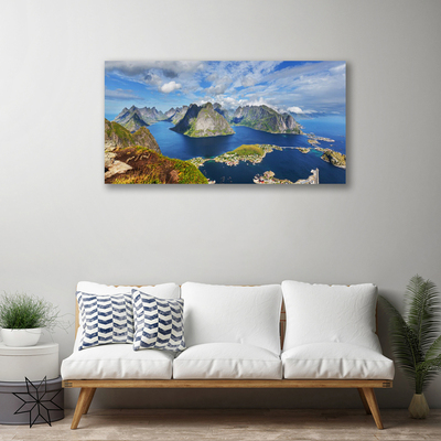 Canvas Wall art Bay rocks landscape blue grey green