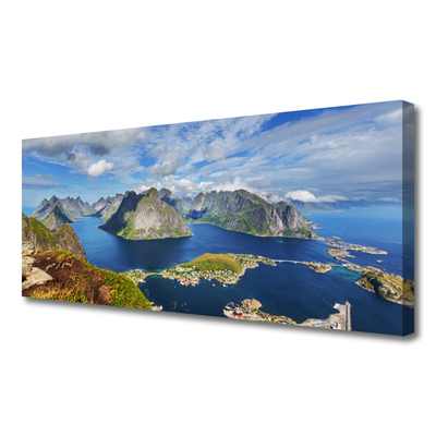 Canvas Wall art Bay rocks landscape blue grey green