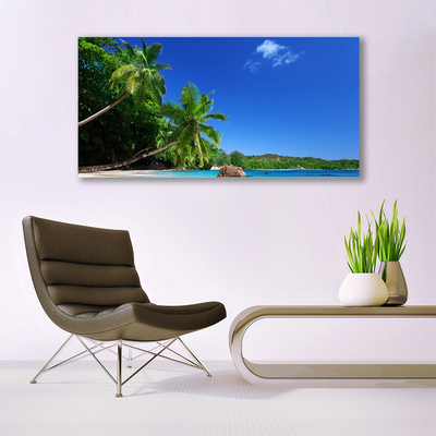 Canvas Wall art Palm trees landscape brown green