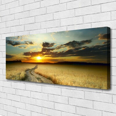 Canvas Wall art Way meadow landscape grey yellow