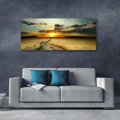 Canvas Wall art Way meadow landscape grey yellow