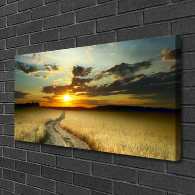 Canvas Wall art Way meadow landscape grey yellow