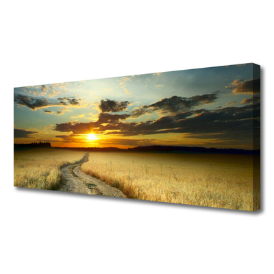 Canvas Wall art Way meadow landscape grey yellow