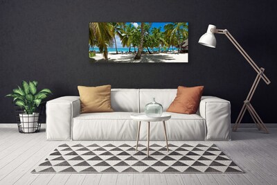 Canvas Wall art Beach palm trees landscape brown green