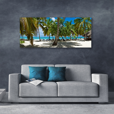 Canvas Wall art Beach palm trees landscape brown green