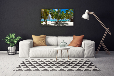 Canvas Wall art Beach palm trees landscape brown green