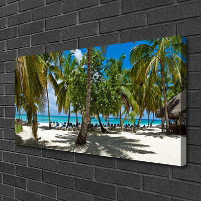 Canvas Wall art Beach palm trees landscape brown green