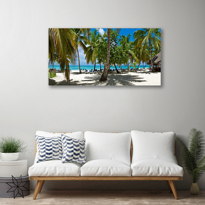 Canvas Wall art Beach palm trees landscape brown green