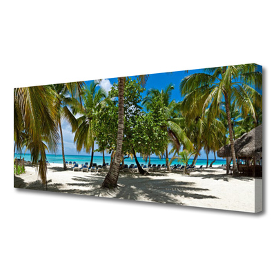 Canvas Wall art Beach palm trees landscape brown green