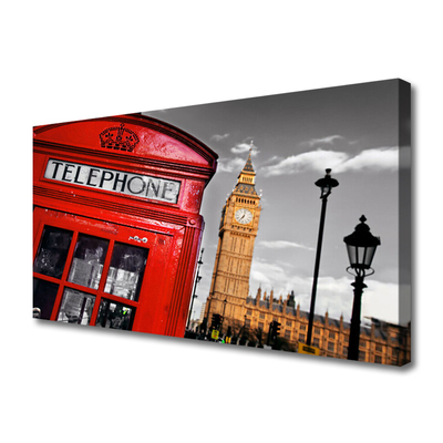 Canvas Wall art Phone booth architecture red