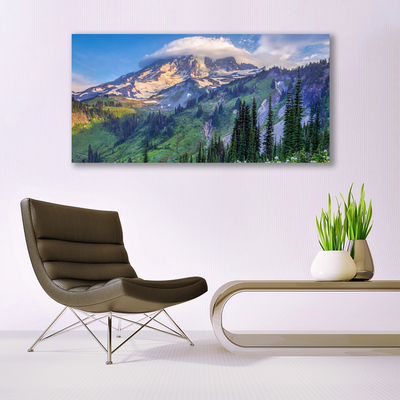 Canvas Wall art Mountain forest landscape grey green