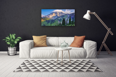 Canvas Wall art Mountain forest landscape grey green