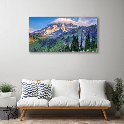 Canvas Wall art Mountain forest landscape grey green