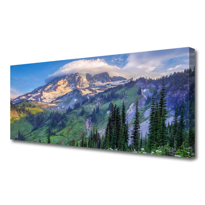 Canvas Wall art Mountain forest landscape grey green