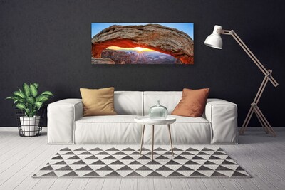 Canvas Wall art Rock sun landscape grey orange yellow