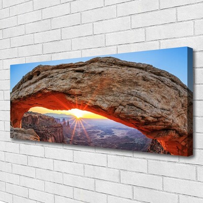 Canvas Wall art Rock sun landscape grey orange yellow