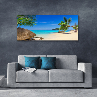 Canvas Wall art Beach sea stones landscape brown grey blue