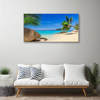 Canvas Wall art Beach sea stones landscape brown grey blue